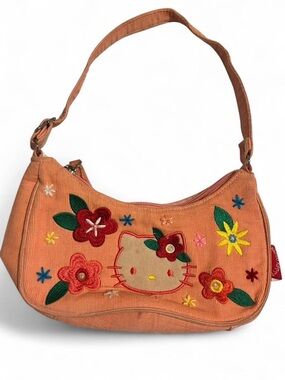 Vintage Y2K Hello Kitty Floral Mini Shoulder Bag 🍑🌸 Sanrio Rare Cute